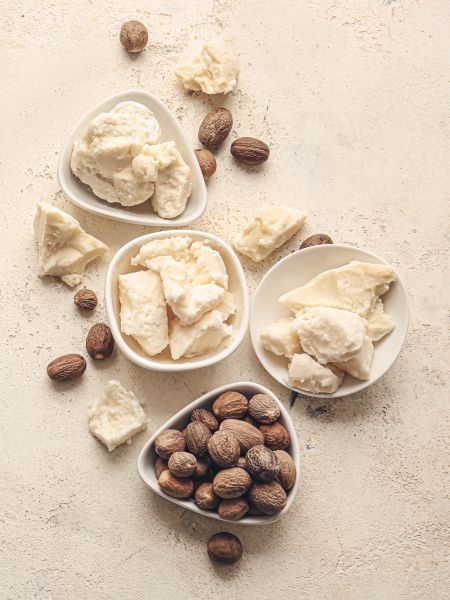 The shea nuts for the certified organic shea butter come from wild-growing trees.